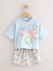 Blue Floral Butterfly Top & Shorts Set (3mths-7yrs) - Image 6 of 10
