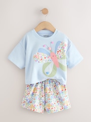 Blue Floral Butterfly Top & Shorts Set (3mths-7yrs) - Image 8 of 10