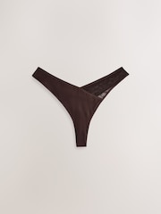 self. Chocolate Thong Mesh Wrap Front Thong - Image 9 of 11