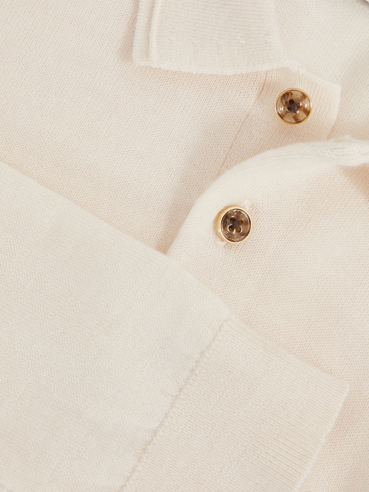 Reiss Snow Trafford Merino Wool Long-Sleeve Polo Shirt - Image 4 of 4