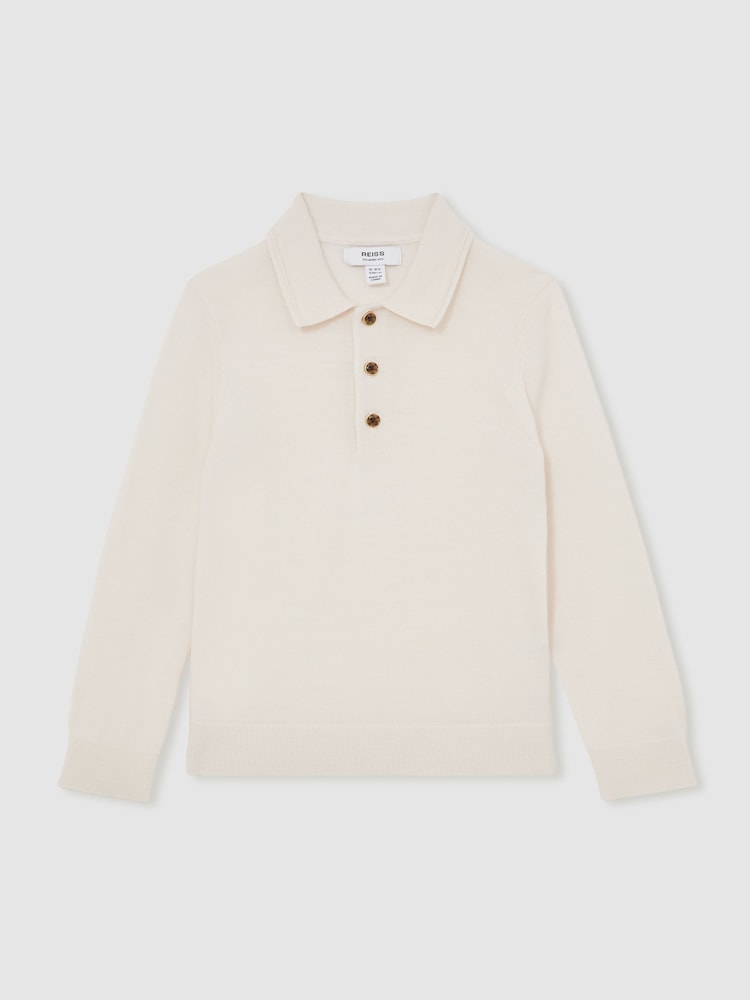 Reiss Snow Trafford 4-9 yrs Merino Wool Polo Shirt - Image 2 of 4