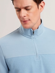 Ted Baker Blue Simonea Long Sleeve Regular Contrast Panel Half Zip Jumper - Image 3 of 5
