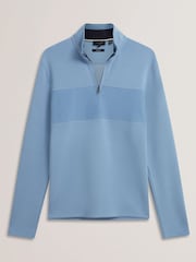 Ted Baker Blue Simonea Long Sleeve Regular Contrast Panel Half Zip Jumper - Image 5 of 5