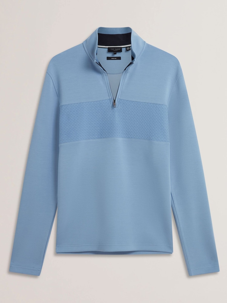 Ted Baker Blue Simonea Long Sleeve Regular Contrast Panel Half Zip Jumper - Image 5 of 5