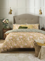 William Morris At Home Gold Double Bough Duvet Cover and Pillowcase Set 220 Th Count - Image 1 of 8
