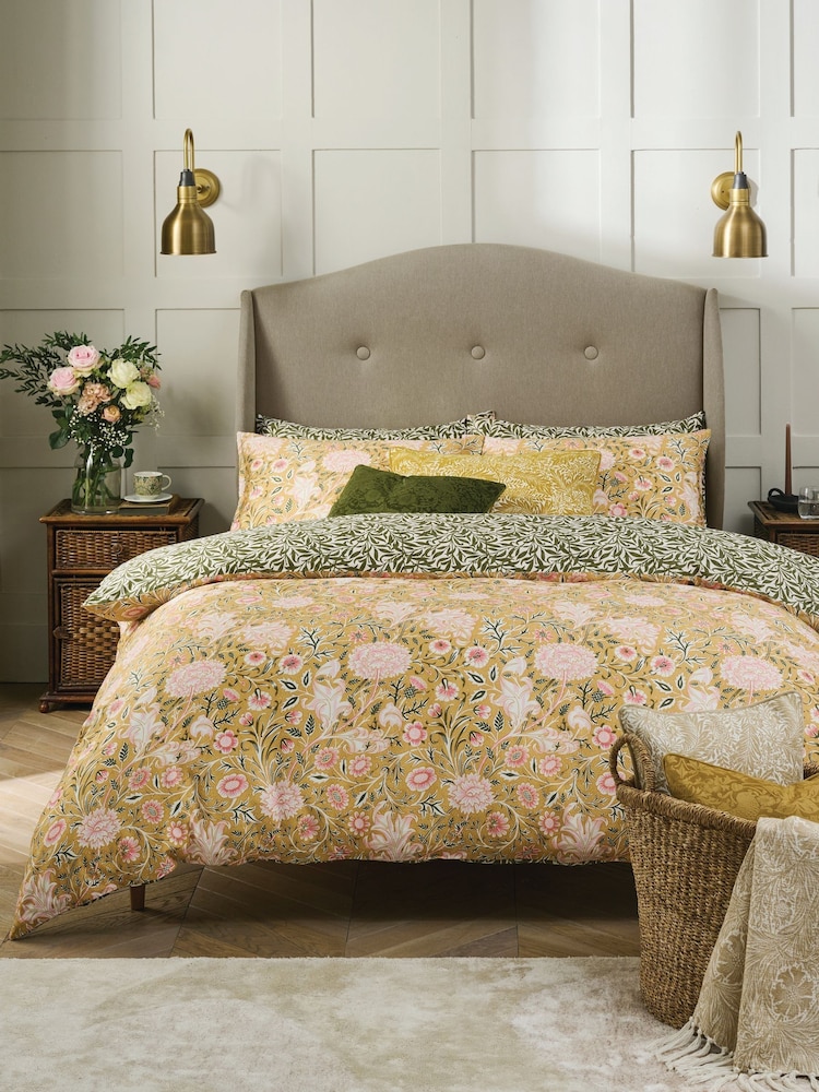 William Morris At Home Gold Double Bough Duvet Cover and Pillowcase Set 220 Th Count - Image 1 of 8
