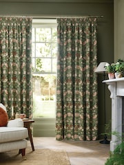 William Morris At Home Nettle Strawberry Thief Blackout Headertape Pencil Pleat Curtains - Image 1 of 3