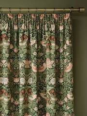 William Morris At Home Nettle Strawberry Thief Blackout Headertape Pencil Pleat Curtains - Image 2 of 3
