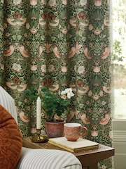 William Morris At Home Nettle Strawberry Thief Blackout Headertape Pencil Pleat Curtains - Image 3 of 3