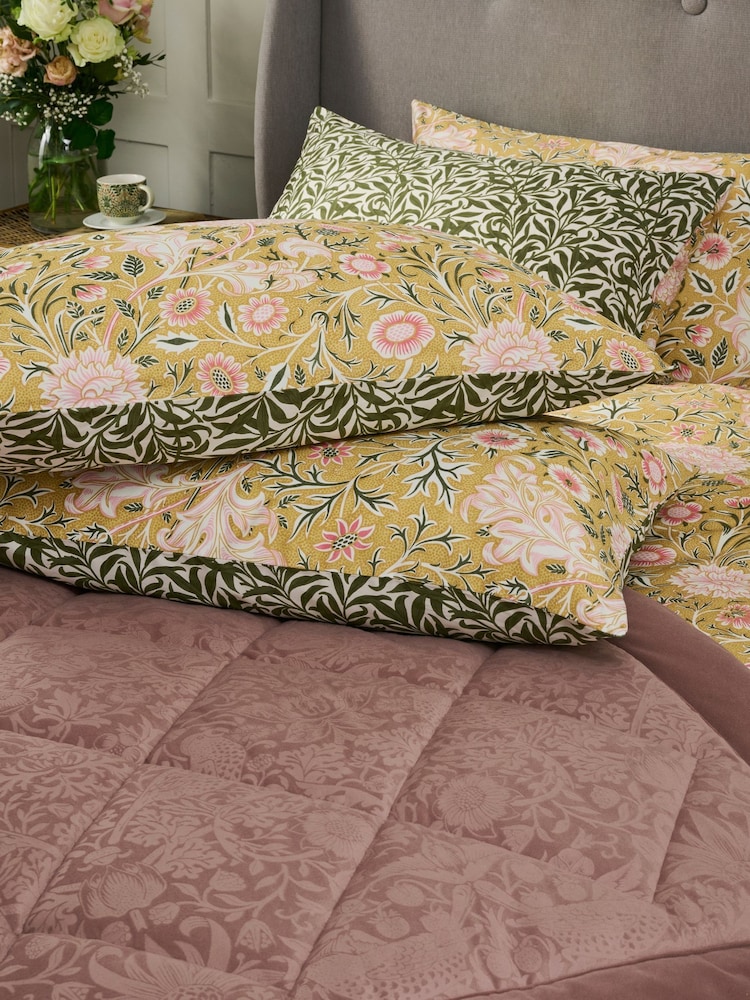 William Morris At Home Set of 2 Gold Double Bough Pillowcases 220 Thread Count - Image 1 of 5