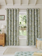 William Morris At Home Powder Blue Honeysuckle Blackout Eyelet Curtains - Image 1 of 3