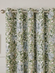 William Morris At Home Powder Blue Honeysuckle Blackout Eyelet Curtains - Image 2 of 3