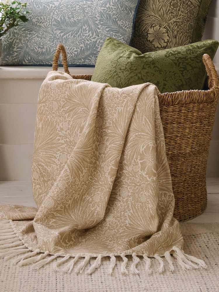 William Morris At Home Hessian Natural Marigold Throw - Image 1 of 3