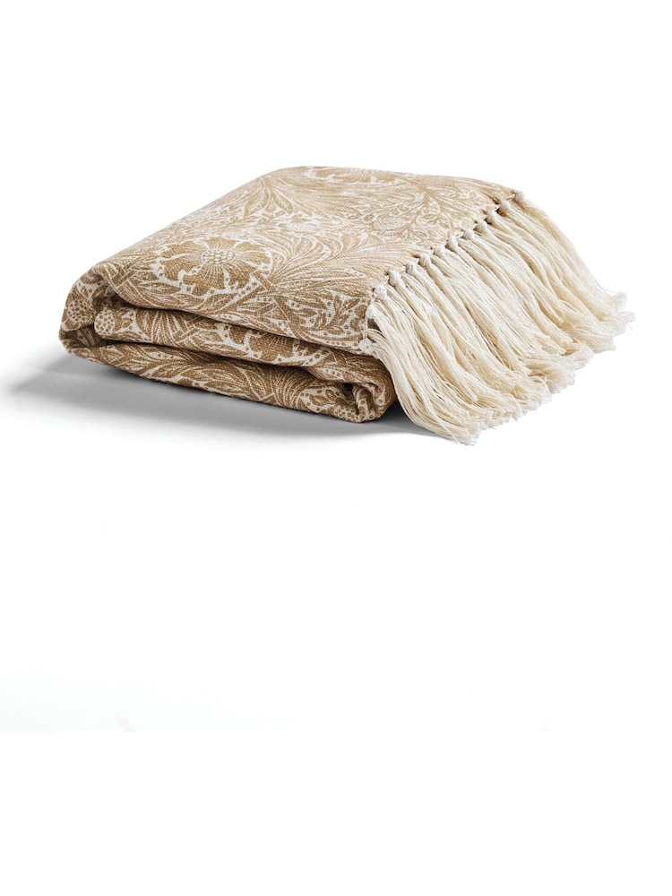 William Morris At Home Hessian Natural Marigold Throw - Image 2 of 3