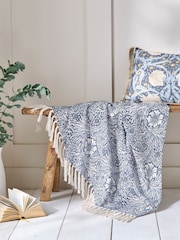 William Morris At Home Indigo Blue Marigold Throw - Image 1 of 3