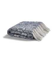 William Morris At Home Indigo Blue Marigold Throw - Image 2 of 3