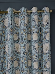 William Morris At Home Indigo Blue Pimpernel Blackout Eyelet Curtains - Image 2 of 3