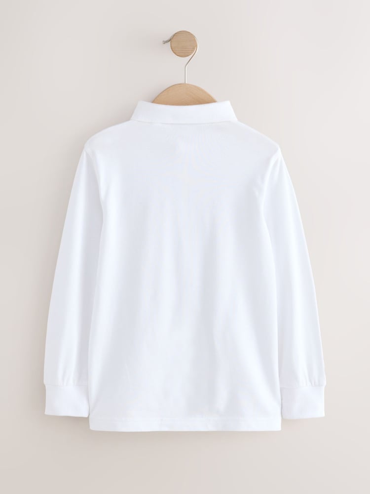 White Long Sleeve Polo Shirt (3-16yrs) - Image 2 of 4