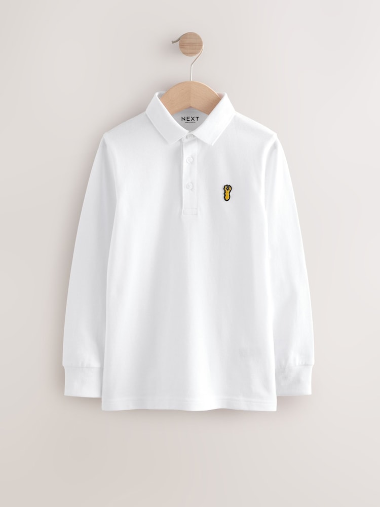 Navy/White/Berry Long Sleeve Polo Shirts 3 Pack (3-16yrs) - Image 2 of 8 Navy/White/Berry Long Sleeve Polo Shirts 3 Pack (3-16yrs) - Image 2 of 8