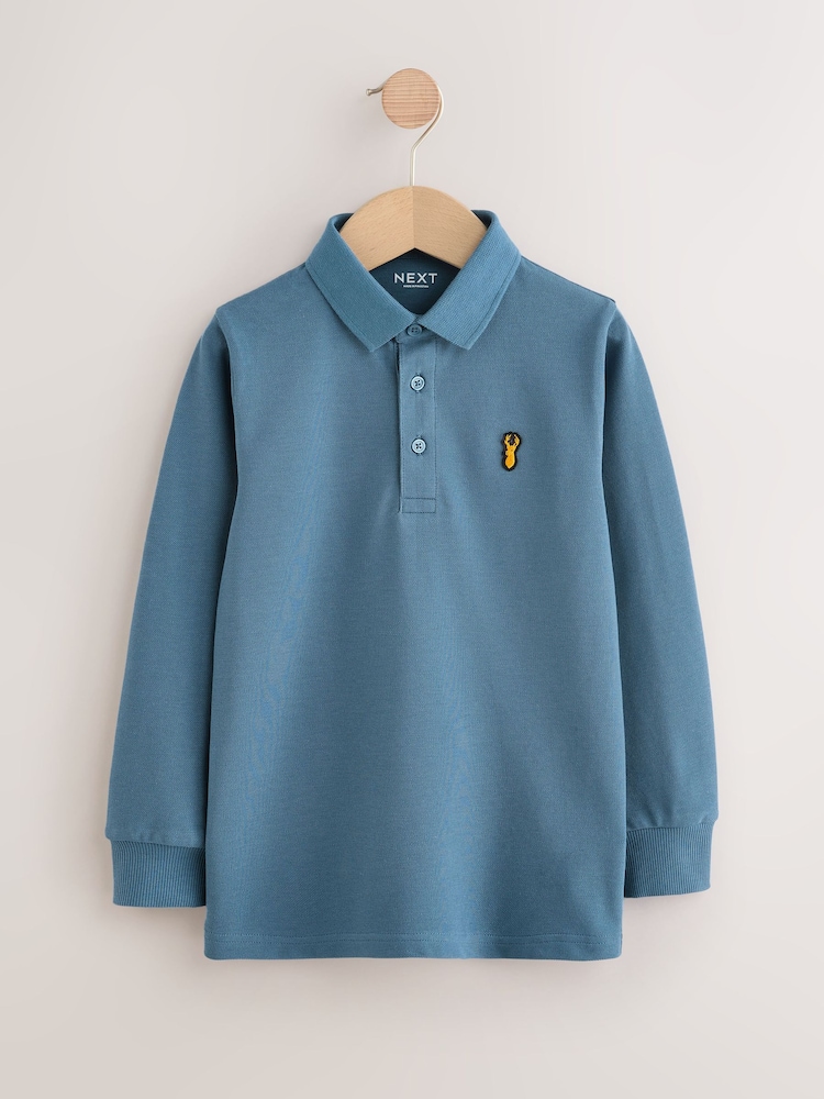 Blue/Black/Grey Long Sleeve Polo Shirts 3 Pack (3-16yrs) - Image 2 of 7 Blue/Black/Grey Long Sleeve Polo Shirts 3 Pack (3-16yrs) - Image 2 of 7