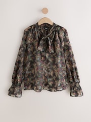 Negro/multicolor - Flocked Velvet Paisley Blouse - Imagen 1 de 3