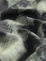 Green/Black Animal Print Long Sleeve Bubble Hem Top - Image 5 of 6