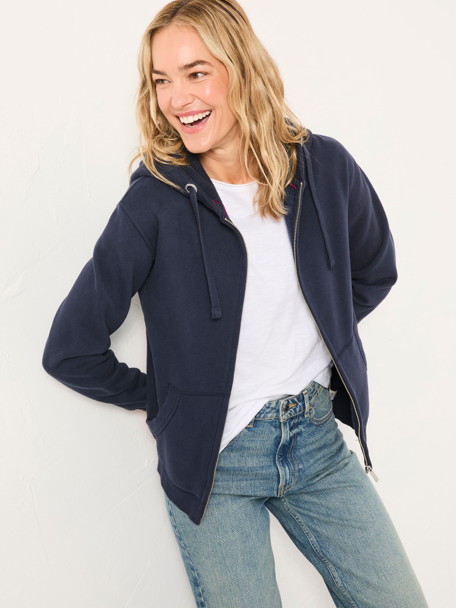 Fatface Amy Navy Zip Through Hoodie