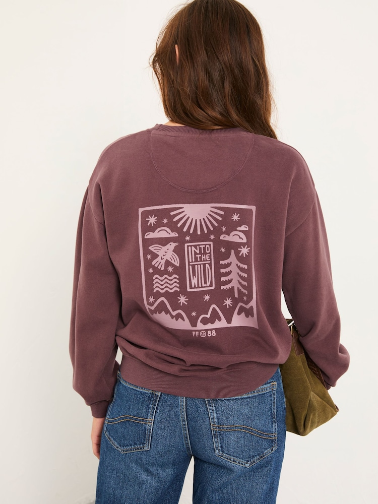 FatFace Purple Into The Wild Graphic Crew Sweat - Image 2 of 6 FatFace Purple Into The Wild Graphic Crew Sweat - Image 2 of 6