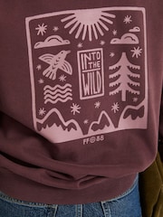 FatFace Purple Into The Wild Graphic Crew Sweat - Image 4 of 6