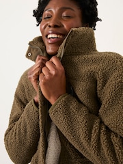 FatFace Hadley Olive Green Zip Through Fleece Jacket - Image 5 of 6