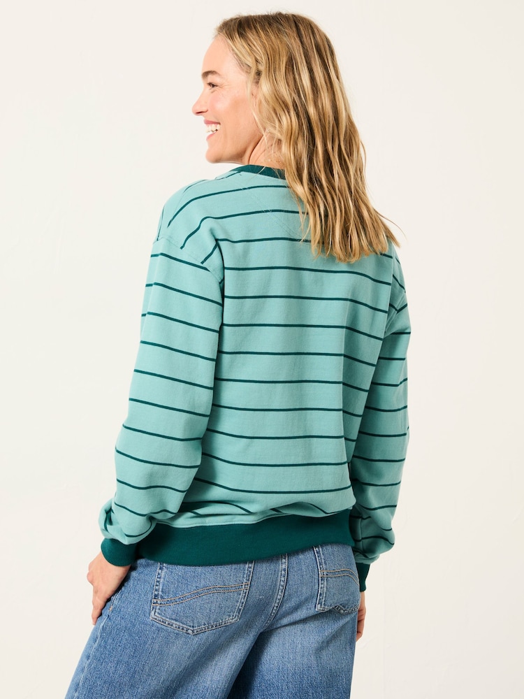 FatFace Stripe Notch Neck Sweatshirt - صورة 2 من 6