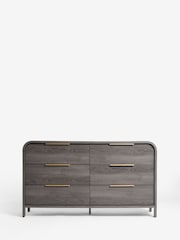 Dark Natural Mia Oak Effect 6 Drawer Wide Chest of Drawers - Image 1 of 5