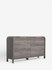 Dark Natural Mia Oak Effect 6 Drawer Wide Chest of Drawers - Image 3 of 5
