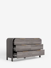 Dark Natural Mia Oak Effect 6 Drawer Wide Chest of Drawers - Image 6 of 9