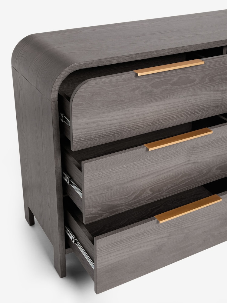 Dark Natural Mia Oak Effect 6 Drawer Wide Chest of Drawers - Image 8 of 8 Dark Natural Mia Oak Effect 6 Drawer Wide Chest of Drawers - Image 8 of 8