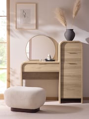 Mid Natural Mia Oak Effect 6 Drawer Console Dressing Table - Image 1 of 4