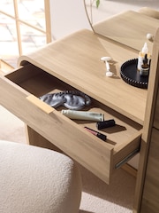 Mid Natural Mia Oak Effect 6 Drawer Console Dressing Table - Image 3 of 4