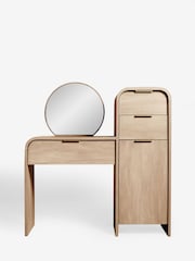 Mid Natural Mia Oak Effect 6 Drawer Console Dressing Table - Image 4 of 4