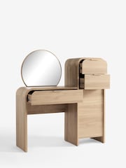 Mid Natural Mia Oak Effect 3 Drawer Console Dressing Table - Image 6 of 7
