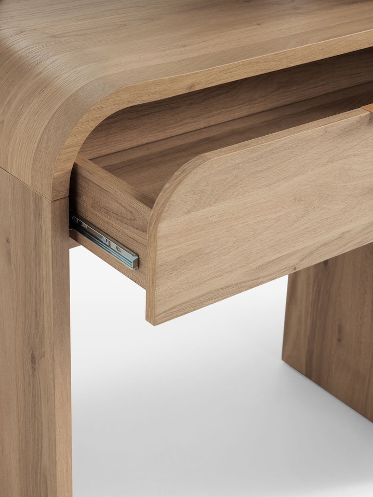 Mid Natural Mia Oak Effect 3 Drawer Console Dressing Table - Image 7 of 7