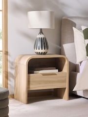 Mid Natural Mia Oak Effect 1 Drawer Bedside Table - Image 1 of 6