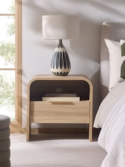 Mid Natural Mia Oak Effect 1 Drawer Bedside Table - Image 2 of 6