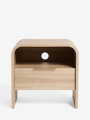 Mid Natural Mia Oak Effect 1 Drawer Bedside Table - Image 4 of 6