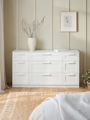 White Flynn Paint Effect 9 Drawer Chest of Drawers - Image 7 of 8