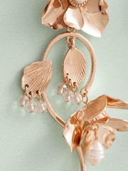 Gold Tone Tabitha Simmons x Next Posey Floral Print Statement Drop Earrings - Image 10 of 11