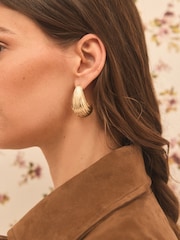 Gold Tone Tabitha Simmons x Next Copper Ridged Hoops Earrings - Image 1 of 6