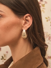 Gold Tone Tabitha Simmons x Next Copper Ridged Hoops Earrings - Image 2 of 6