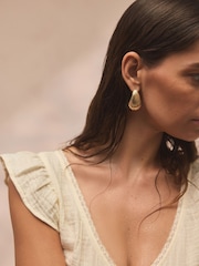 Gold Tone Tabitha Simmons x Next Copper Ridged Hoops Earrings - Image 3 of 6