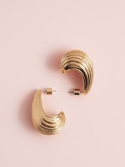 Gold Tone Tabitha Simmons x Next Copper Ridged Hoops Earrings - Image 4 of 6