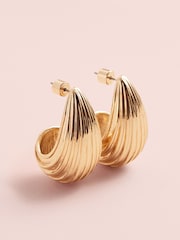 Gold Tone Tabitha Simmons x Next Copper Ridged Hoops Earrings - Image 5 of 6